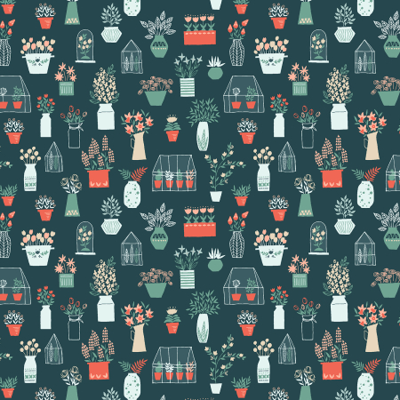 YX103-HG1 Sunday Afternoon - Flower Shop - Hunter Green Fabric