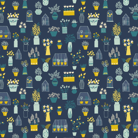YX103-NA3 Sunday Afternoon - Flower Shop - Navy Fabric