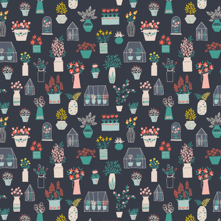 YX103-SL2 Sunday Afternoon - Flower Shop - Slate Fabric