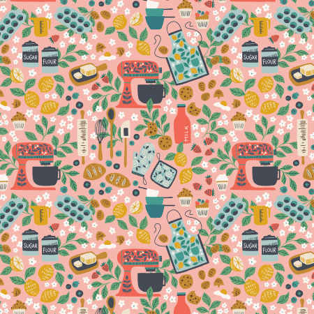 YX104-SC1 Sunday Afternoon - Baking Frenzy - Sugar Coral Fabric
