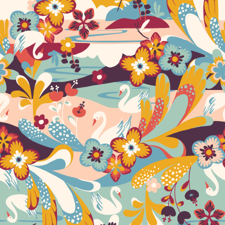 RJ4200-DA3 Swan Paraiso - Paradise - Dusty Aqua Fabric