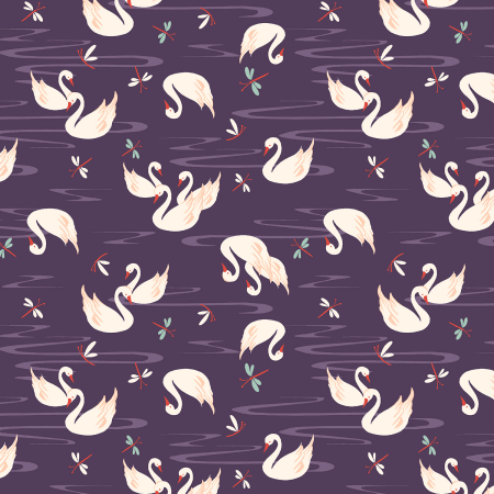 RJ4201-IP3 Swan Paraiso - Swan Lake - Imperial Purple Fabric
