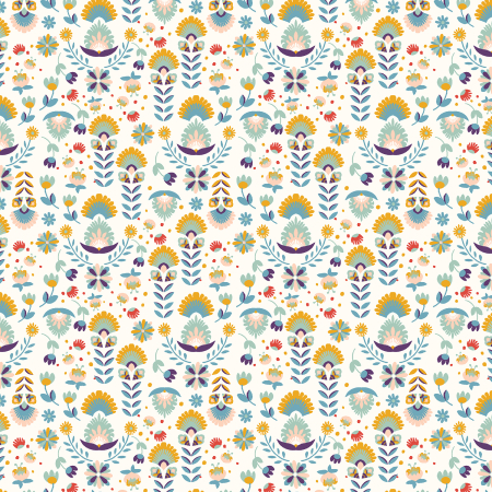 RJ4202-PG3 Swan Paraiso - Flowers In Paradise - Purple Gold Fabric