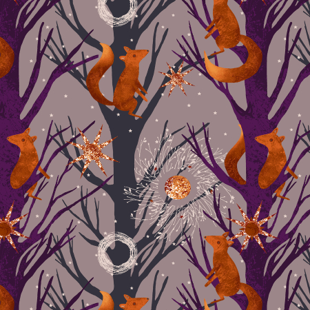 RJ3901-DL2 Tails From Under The Moon - Tall Tails - Dusty Lavender Fabric