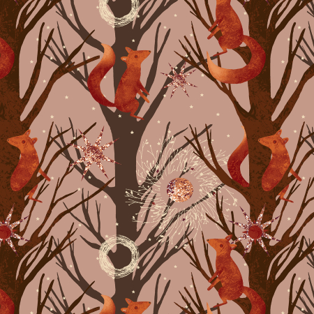 RJ3901-PB3 Tails From Under The Moon - Tall Tails - Peach Beige Fabric