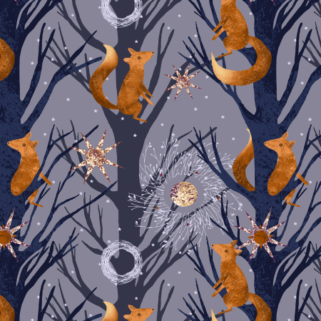 RJ3901-SB1 Tails From Under The Moon - Tall Tails - Slate Blue Fabric