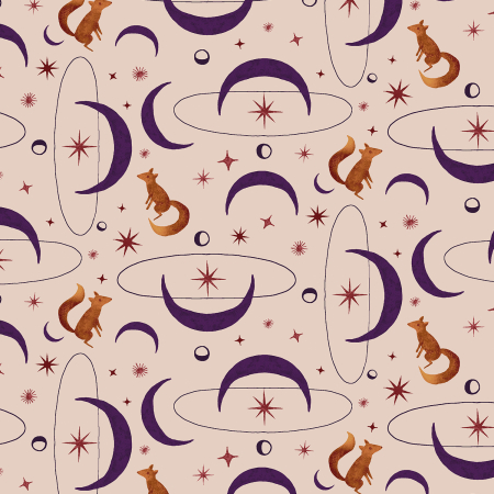 RJ3902-LM2 Tails From Under The Moon - Crescent Tails - Light Mauve Fabric