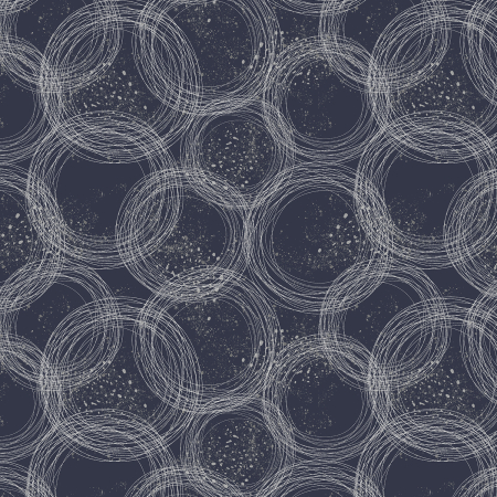 RJ3904-NS1M Tails From Under The Moon - Metallic Circles - Navy Silver Metallic Fabric