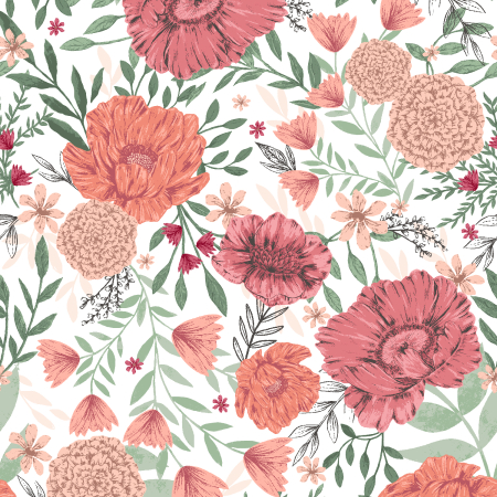 JM300-RO1 Twilight Meadows - Lavish Blooms - Rouge Fabric