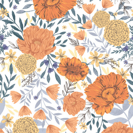 JM300-SG3 Twilight Meadows - Lavish Blooms - Sunset Glow Fabric