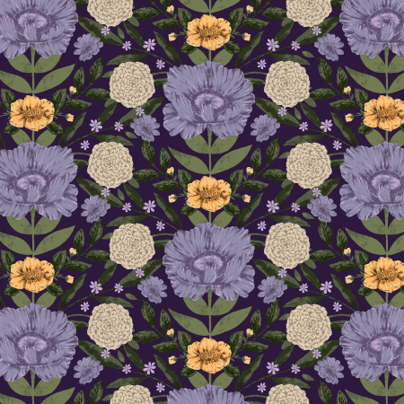 JM301-IR3 Twilight Meadows - Petal Trail - Iris Fabric