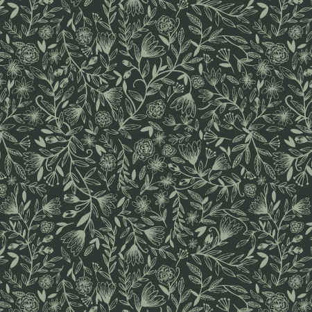 JM303-FG1 Twilight Meadows - Tangled Vines - Forest Green Fabric