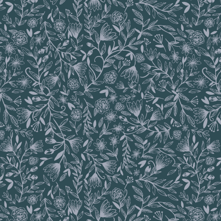 JM303-NC3 Twilight Meadows - Tangled Vines - Night Chill Blue Fabric
