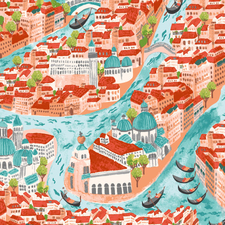 RJ4300-GB2 Viaggio A Venezia - Ciao Venezia - Grapefruit Bellini Fabric