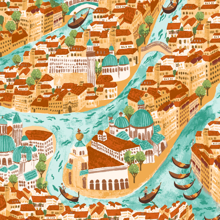 RJ4300-TE1 Viaggio A Venezia - Ciao Venezia - Terracotta Fabric