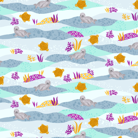 RJ5900-PU2 Wave And Sea - Against The Tide - Puddle Fabric