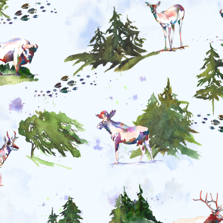 TM101-SF1D Wild And Wonderful - Wherever I May Roam - Snow Flurry Digiprint Fabric