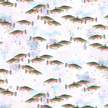 TM102-RA2D Wild And Wonderful - Cool Water - Rainbow Digiprint Fabric