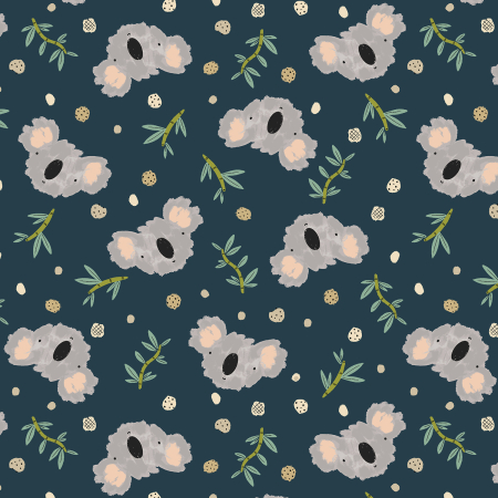 RJ4100-NA1 Wild Ones - Koala Dance - Navy Fabric