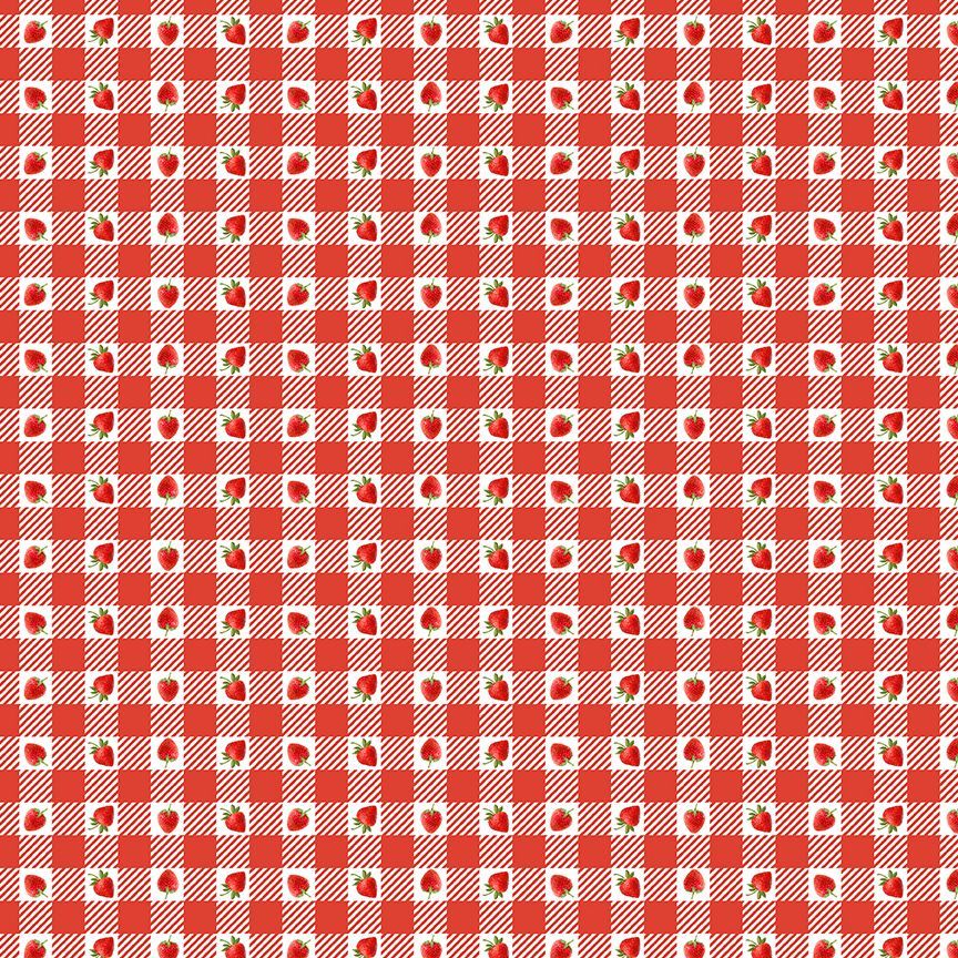 STRAWBERRIES ON PLAID