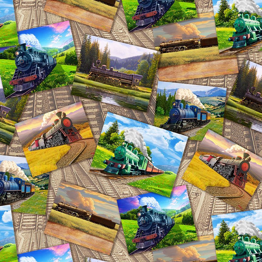 TRAINS POSTCARD & TRACK