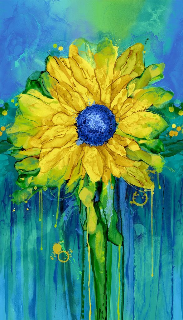 WATERCOLOR SUNFLOWER PANEL 24"