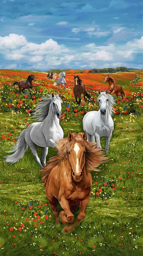 WILD MANE HORSES PANEL 24"