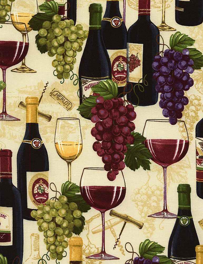 WINE BOTTLES AND GRAPES